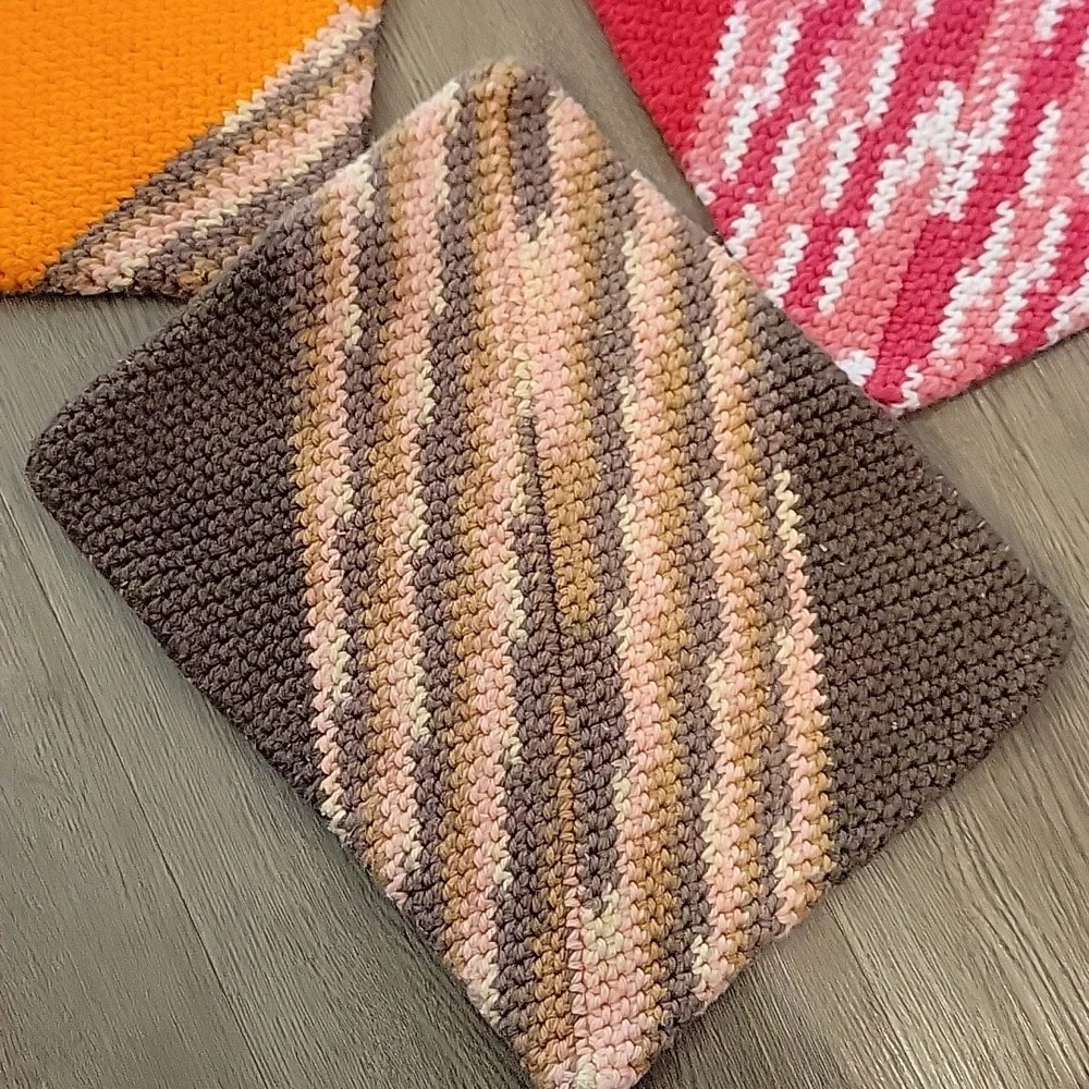 Handmade Potholders Colorful Knitted Set